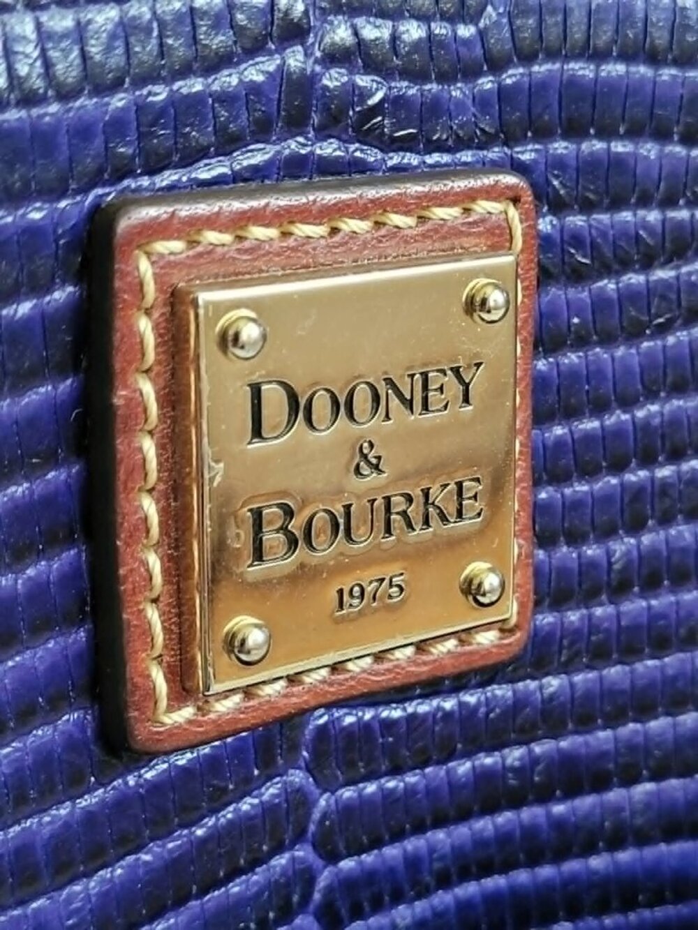 Dooney & Bourke Lizard Embossed Small Lexington Tote Blue Leather Shoulder Bag - Picture 6 of 15